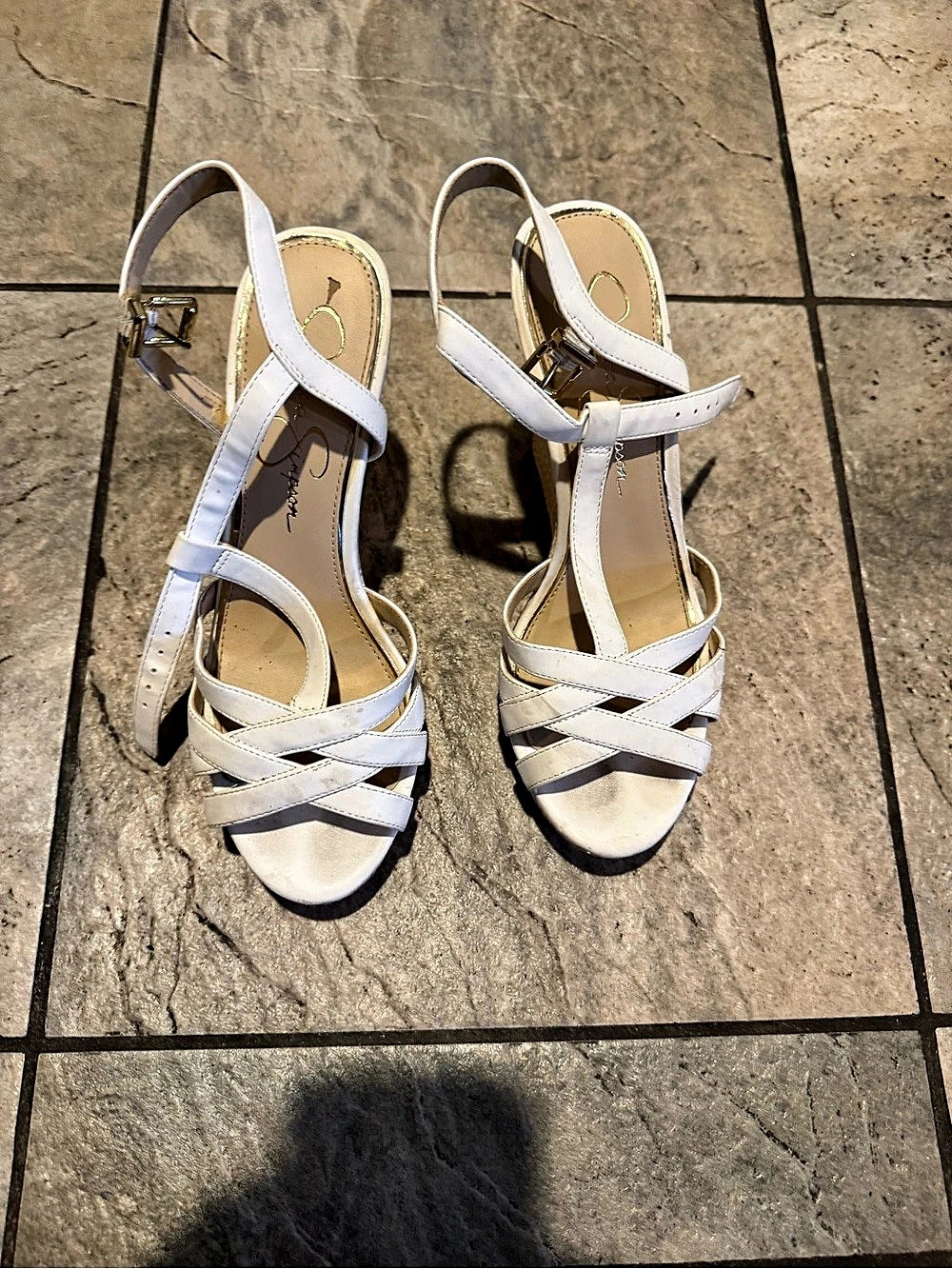 Jessica Simpson  White Strappy Wedge Sandals